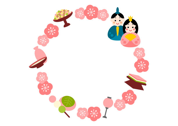 矢状插图的女儿节。花卉框架设计。图片下载