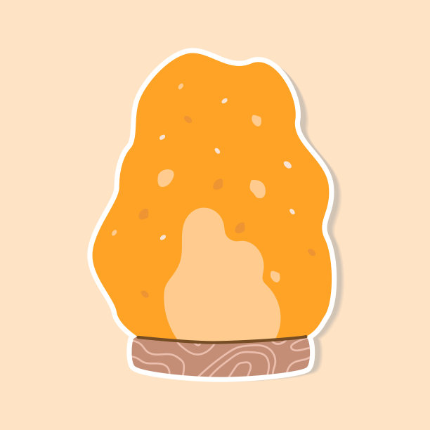 粉红色喜马拉雅盐灯贴纸。粉红色和岩盐水晶灯。辅助放松和盐疗，盐疗。健康设备徽章。矢量图图片下载