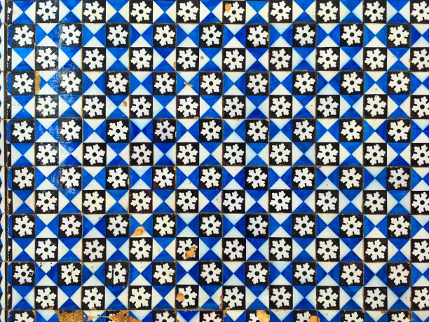 老式手绘葡萄牙蓝色马赛克图片下载