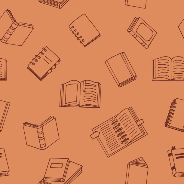 书籍无缝图案。手绘涂鸦风格。矢量，极简主义，单色，素描。墙纸、纺织品、包装纸、背景。读书、教育、书店、科学。图片下载