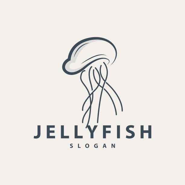 水母标志海动物设计以产品品牌为灵感简约极简的线条矢量模板图片下载