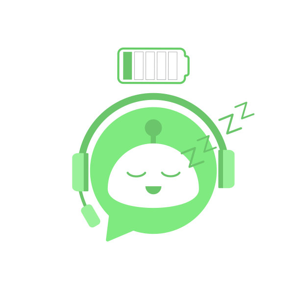 聊天机器人睡眠矢量。虚拟助手Bot在电量不足的情况下睡觉。客户支持服务机器人。向量图片下载