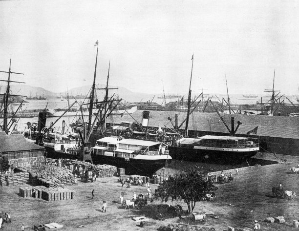 1895年印度的人物和地标:王子码头图片下载