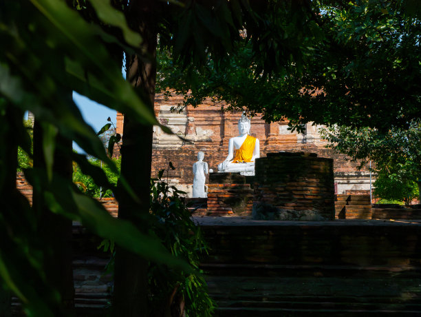 古老的寺庙有美丽的花园和佛碑。高质量照片图片下载