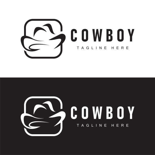 牛仔帽标志矢量帽插图线德州牛仔竞技牛仔模板设计图片下载