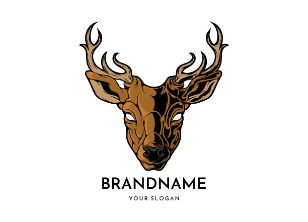 鹿头脸标志矢量图片下载