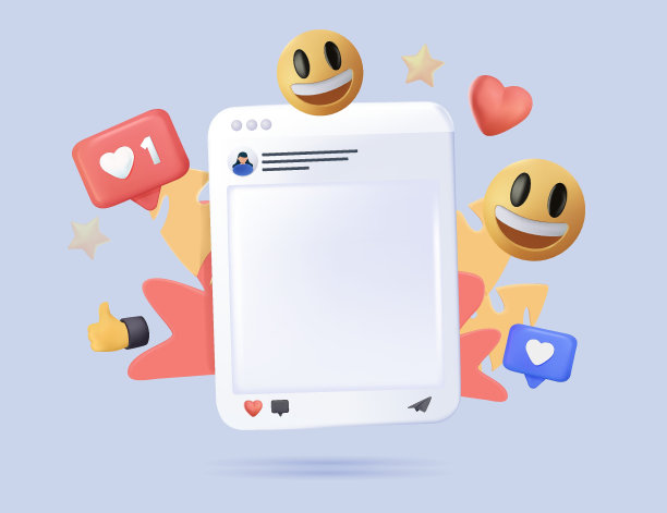 社交媒体发布与照片库平台，在线社交媒体评论，表情符号3d，在社交媒体博客。演讲图片下载