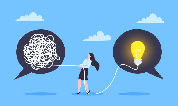 解开商业混乱的过程与纠结的难题混乱的商业概念平面风格设计向量插图。图片下载