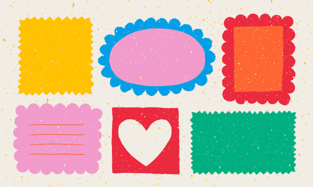 贴着贴纸的纸质情人节备忘录。矢量复古的粘性笔记和页面与撕裂的边缘图片下载