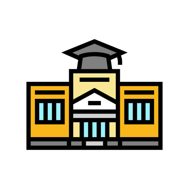 高中建筑颜色图标矢量插图图片下载