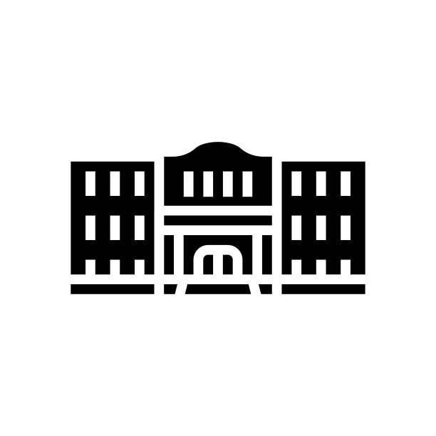 教育学校建筑象形图标矢量插图图片下载