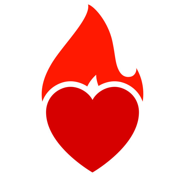 火的火焰，热的心的象征，为标志品牌名称图片下载