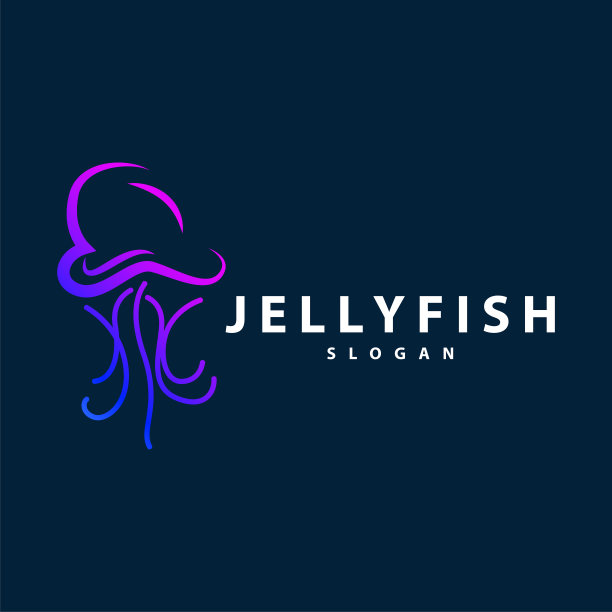 水母标志海动物设计以产品品牌为灵感简约极简的线条矢量模板图片下载
