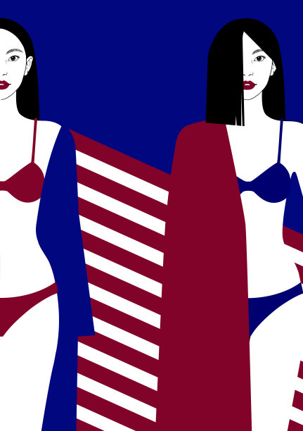 海滩上穿着泳衣的亚洲女孩。图片下载