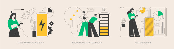小工具电源管理抽象概念矢量插图。图片下载