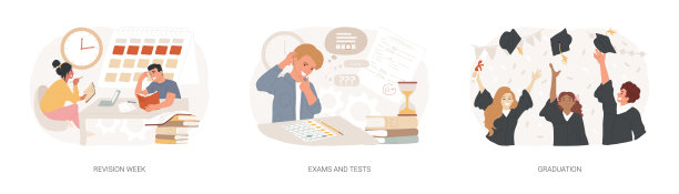 学校和大学活动孤立的概念矢量插图集。图片下载