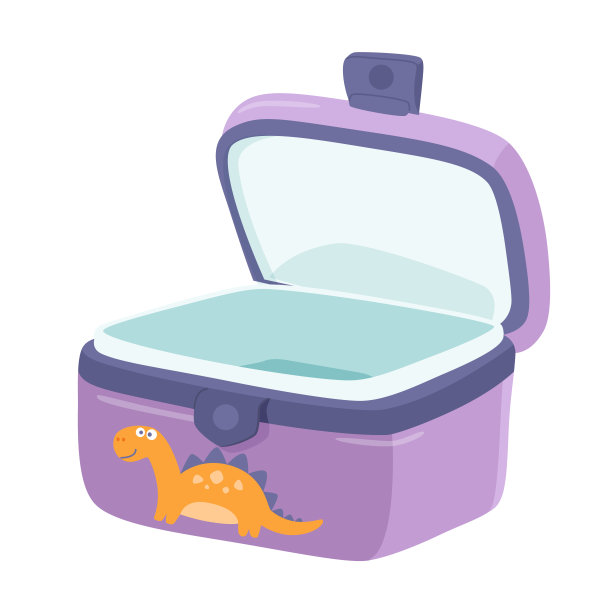 空开紫色午餐盒矢量插图。学校或办公室的食品容器。儿童或学生早餐，午餐，晚餐盒。盒饭。自制的营养。健康食物概念图片下载