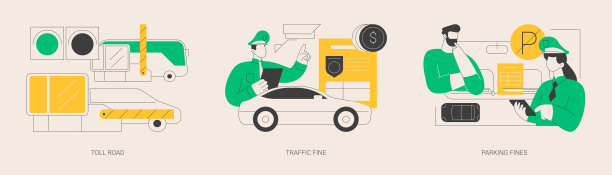 违反驾驶规则抽象概念矢量插图。图片下载