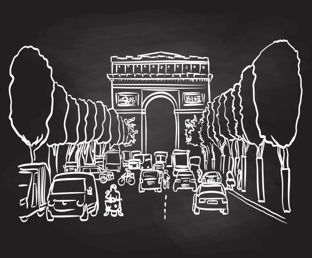 巴黎历史与现代黑板图片下载