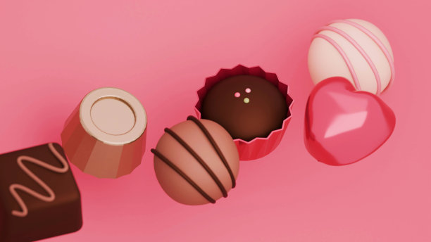 情人节巧克力的3d插画图像图片下载