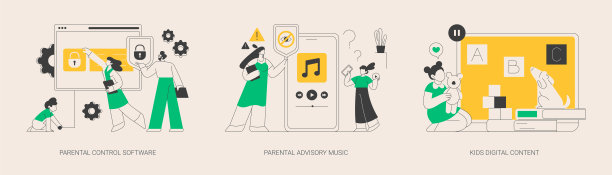 媒体内容限制技术抽象概念矢量插图。图片下载