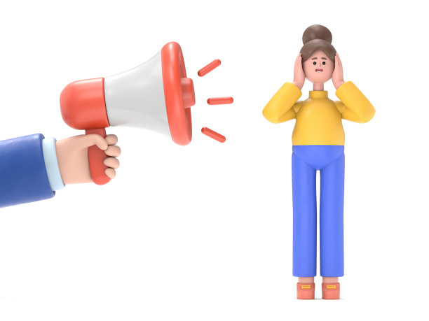 用手捂住耳朵。不要听概念。覆盖的耳朵。亚洲女性安琪拉的3D插图。白色背景的3D渲染。图片下载