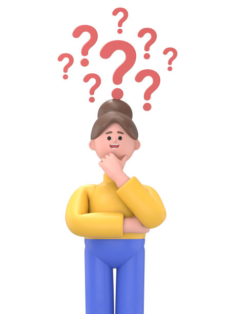 用箭头和问号做决定。动画风格的3D插图。亚洲女人安吉拉的3D插图。图片下载