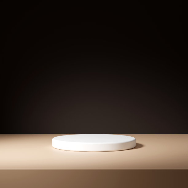 3d渲染白色讲台在棕色背景图片下载