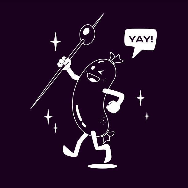 香肠复古吉祥物黑色BG图片下载