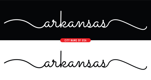 美国阿肯色州城市名称黑白背景矢量素材图片下载