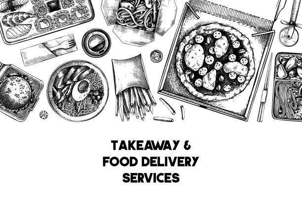 送餐边框模板图片下载