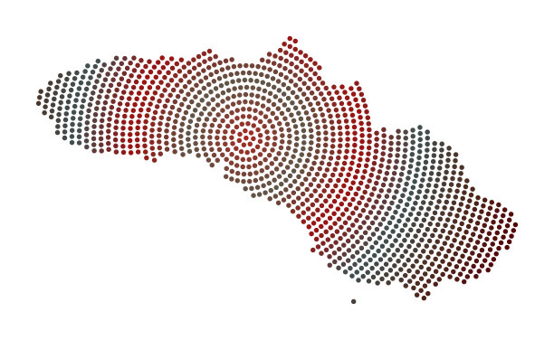 松巴虚线图。数码风格的松巴造型。岛屿的技术图标与渐变点。迷人的矢量插图。图片下载