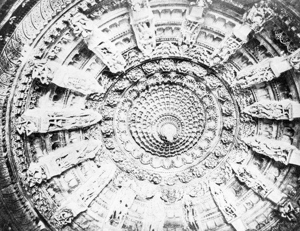 1895年印度的人物和地标:雕刻天花板，耆那教寺庙，阿布山图片下载