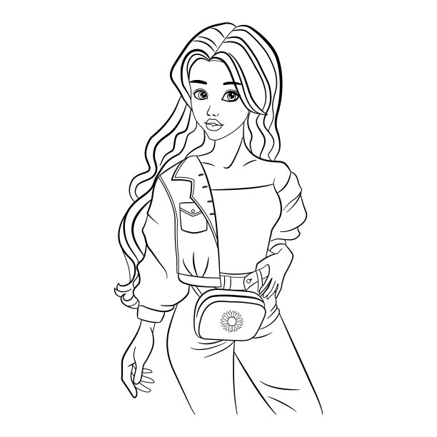 美丽的女孩模型着色。矢量插图的一个时尚的女人。时装模特摆姿势。都市休闲风格图片下载