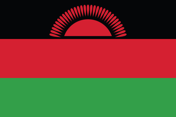 马拉维国旗。国旗图标。标准颜色。标准尺寸。长方形的旗帜。电脑插图。数码插图。矢量插图。图片下载