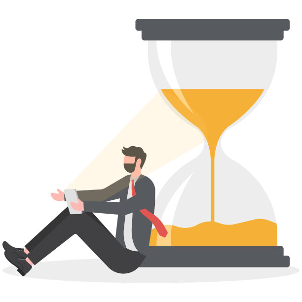 屏幕时间，doom滚动或浪费时间使用智能手机，在手机成瘾的概念下呆到深夜，疲惫的人坐在沙漏上使用智能手机，明亮的灯光照在他的脸上。图片下载