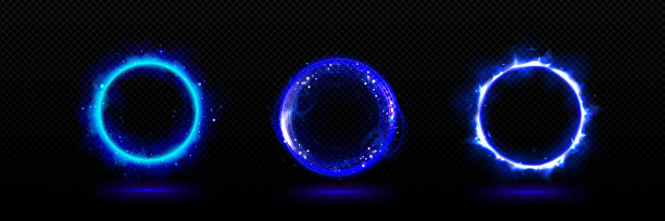蓝色霓虹3d魔法光辉光效果圆门户图片下载
