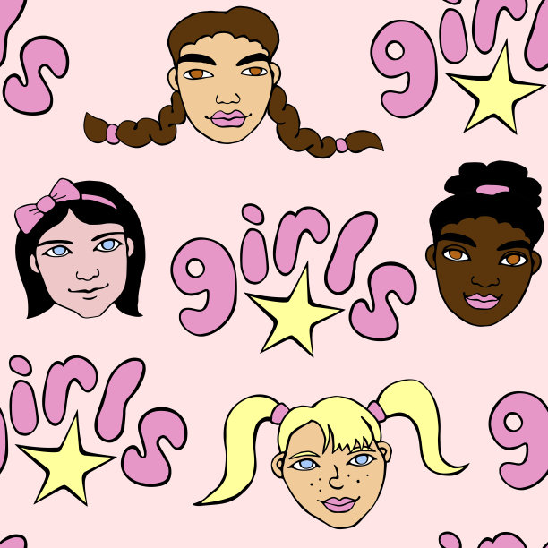 矢量彩色卡通人脸无缝图案图片下载