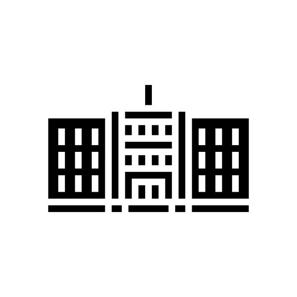 砖学校建筑象形图标矢量插图图片下载