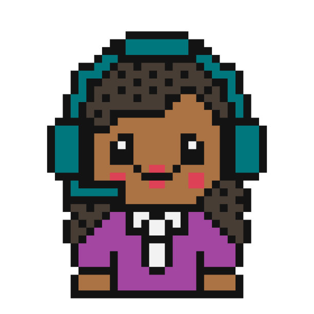 像素化的帮助中心女接线员。技术支持工程师。图片下载