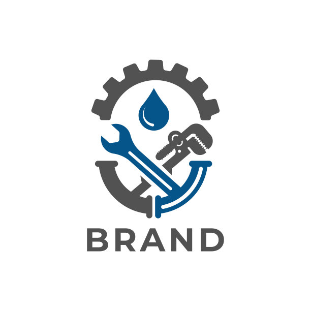 房屋管道安装齿轮矢量标志图标设计图片下载