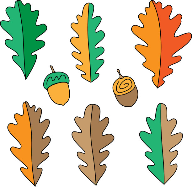 橡树叶矢量素材图片下载