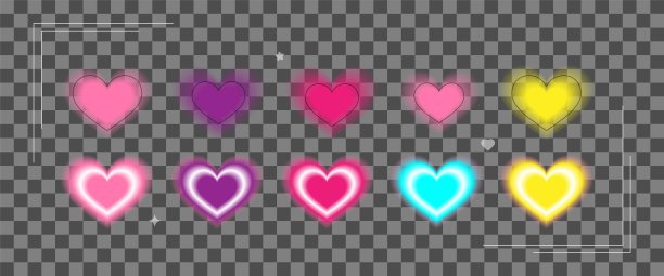 Y2k情人节渐变卡片模糊的心灵气美学元素与线性形式时髦少女复古的groovy风格图片下载