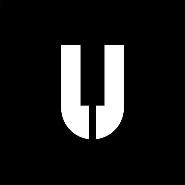 钢琴字母u乐器标志设计矢量插图图片下载