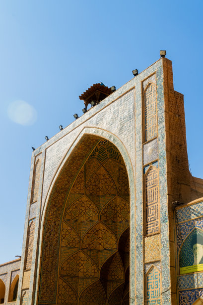 伊朗伊斯法罕聚礼清真寺庭院西侧，伊朗最古老的清真寺，联合国教科文组织世界遗产图片下载