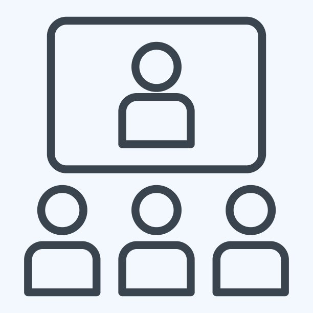 图标在线会议。与播客符号有关。行风格。简单的设计可编辑。简单的说明图片下载