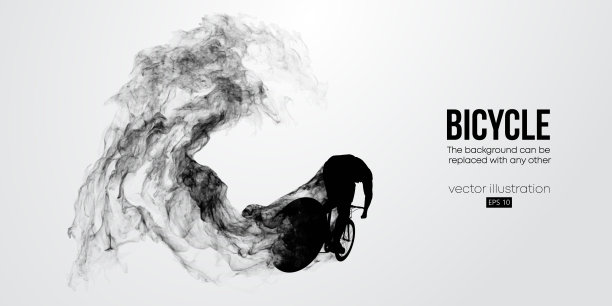 一个公路自行车赛车手的抽象剪影，男子骑在运动自行车孤立在白色的背景。自行车运动交通工具。矢量图图片下载