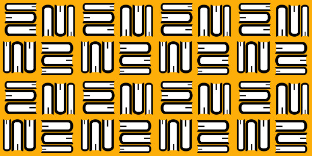 黑色和白色的书堆在黄色的棋盘图案背景上。精装书。图书馆无缝打印图片下载