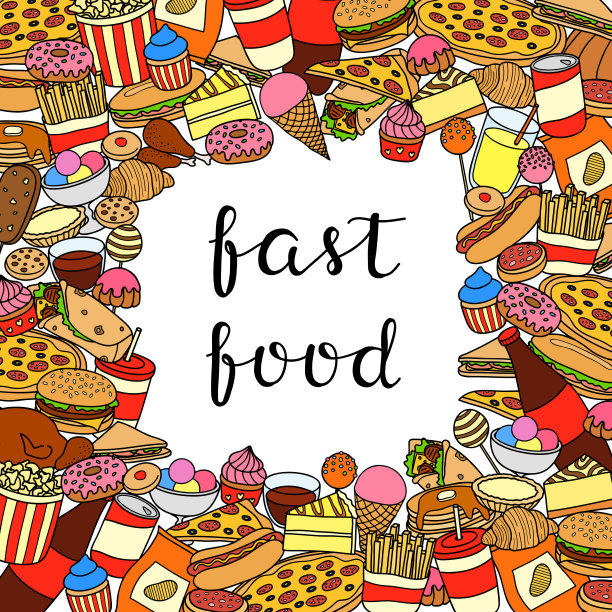 背景与涂鸦快餐项目。图片下载