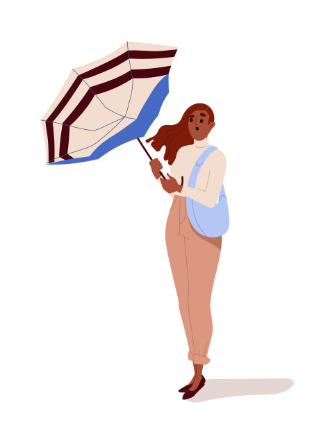 打伞行走的人物矢量图图片下载